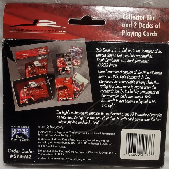 NASCAR || 8 Dale Jr Playing Cards Tin - Picture 2 of 3